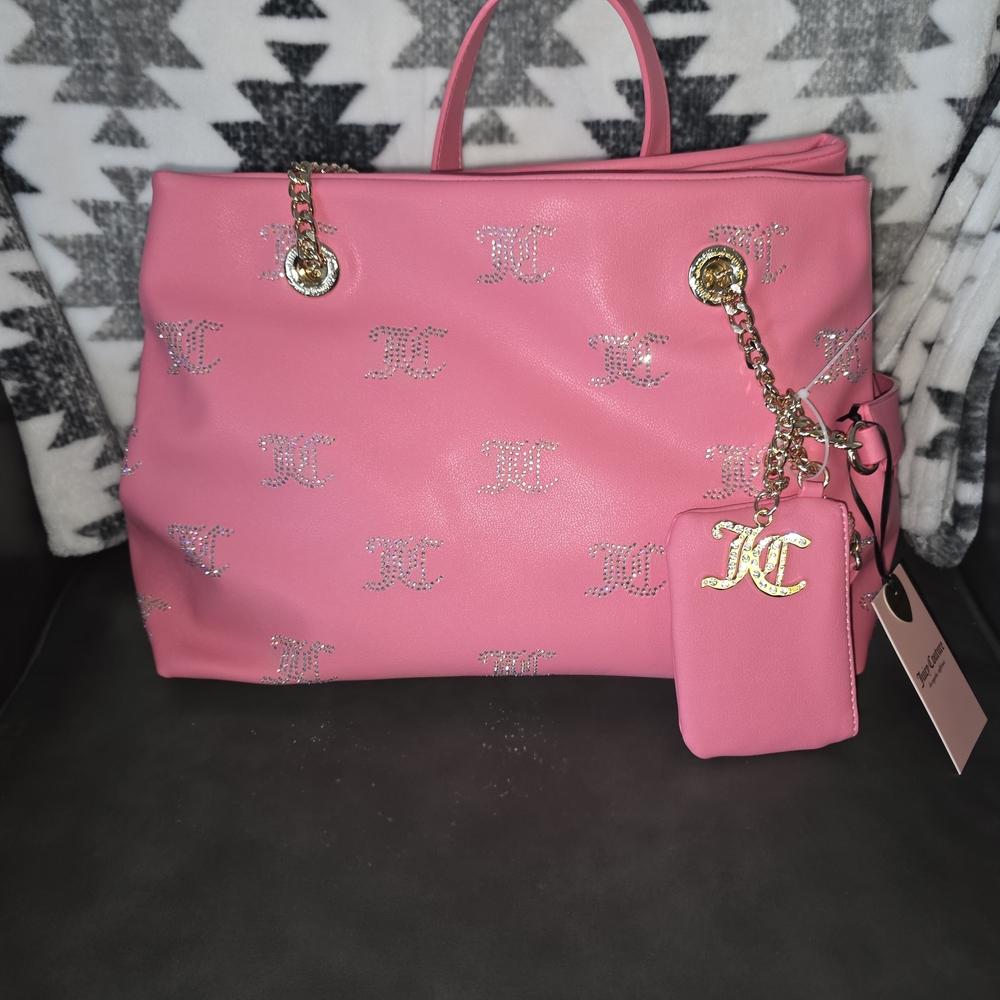 Juicy Couture Pink Tote Bag with Gold Hardware